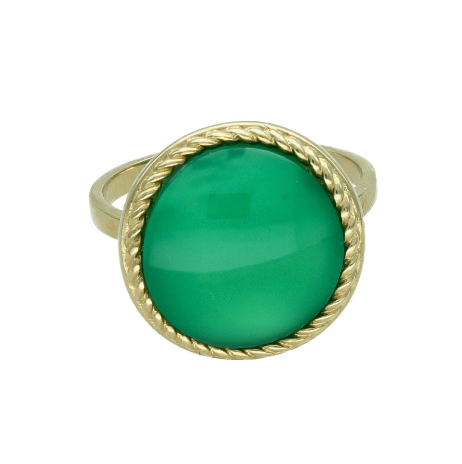 Złoty pierścionek damski 585 z zielonym agatem rozmiar 20 PI 6945A 585.  Złoty pierścionek damski. Złoty pierścionek z kamieniem syntetycznym. Pierścionek złoty z zielonym agatem. Pierścionek złoty próby 585. Złoty pierścionek na pre (3).jpg